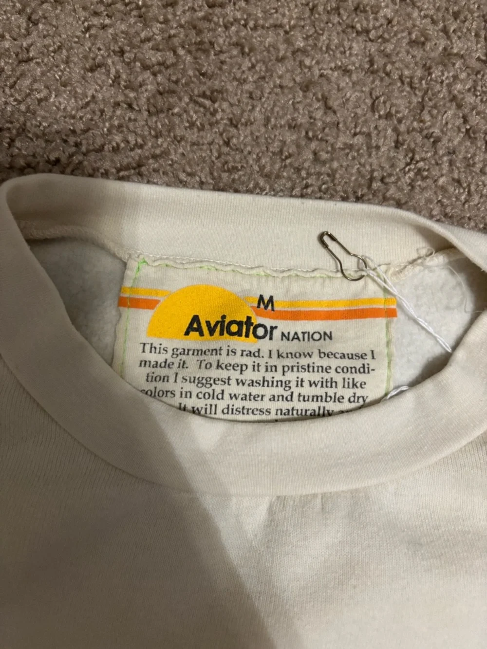 Aviator Nation LOGO SWEATSHIRT VINTAGE WHITE Medium Unisex - Picture 5 of 6